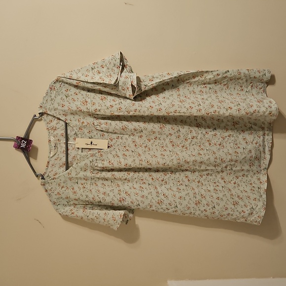 Agnes Orinda Pale Green Floral Keyhoke Blouse. NWT - Picture 2 of 7